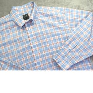 Jos. A. Bank Traveler Men's XL Traditional Fit Plaid Button Down Shirt Blue